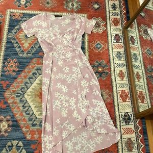 MYNE Ashley Ann midi silk wrap dress in lovely lavender Size 4